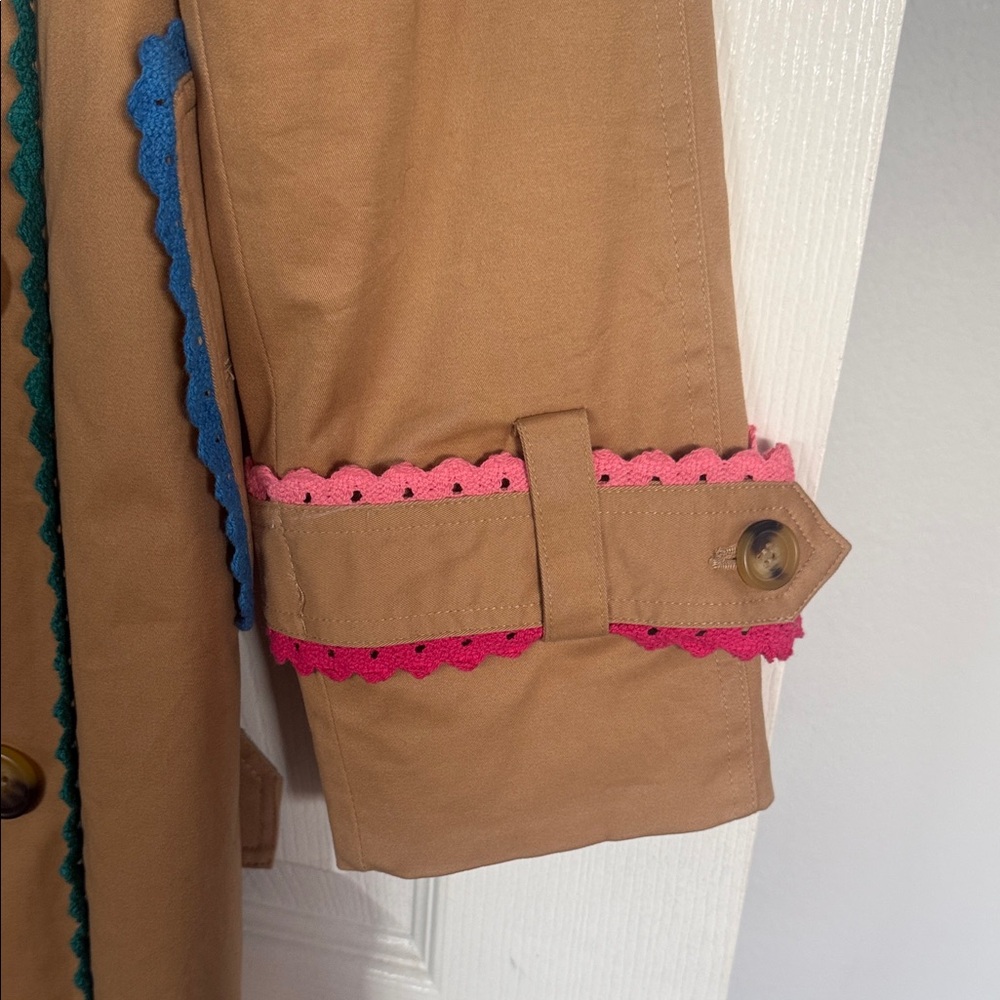 Avec Les Filles Tan Trench Coat with colorful piping - Picture 4 of 6